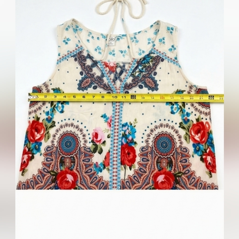 Bila Cream Sleeveless Ruffled Blouse Bohemian Chic Size XL - Picture 11 of 11
